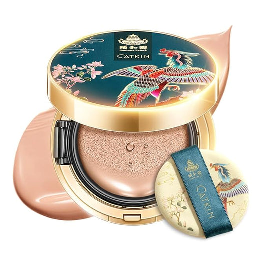 Catkin Phoenix Cushion Foundation Buildable Coverage Anti-Aging Serum Makeup, Sheer Satin Finish, Refill Included, Light Beige 0.46 Oz x 2, C03 VANILLA