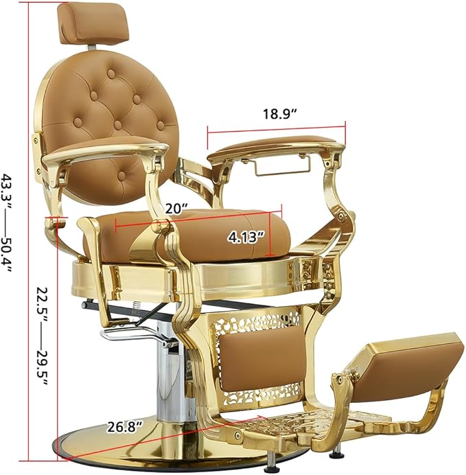 Antlu Barber Chair Hair Stylist, Vintage Salon Heavy Duty 700lbs Chair Hair Styling Chairs for Barbershop Beauty Tattoo Massage (Golden-Camel)