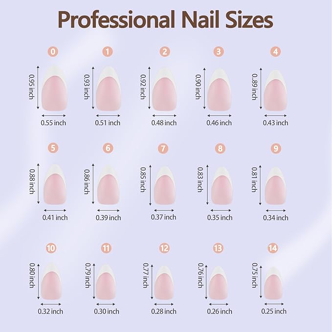 Misssix French Gel Nail Tips, 150Pcs French Tip Press on Nails Medium Almond Pink, No Need to File Tips Pre-lasting, Fake Nails for Nail Art DIY 15 Sizes