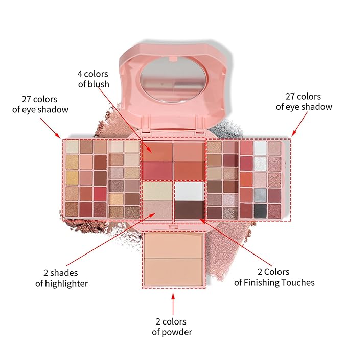 Makeup Eyeshadow Palettes, 64 Colors Protable Multifunction Blush