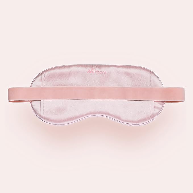 22mm Mulberry Silk Beauty Sleep Mask with Velvet Band & Travel Pouch, Light Blocking, Hair & Skin Friendly,Pink Gift Packaging