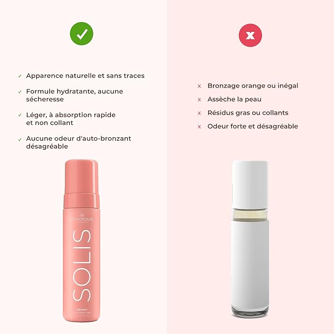 COCOSOLIS SOLIS Instant Weekend Tan Self-tanning lotion for face and body, mousse with immediate effect and washable, for a rich, natural and long-lasting tan, with plant-based DHA (200 ml)