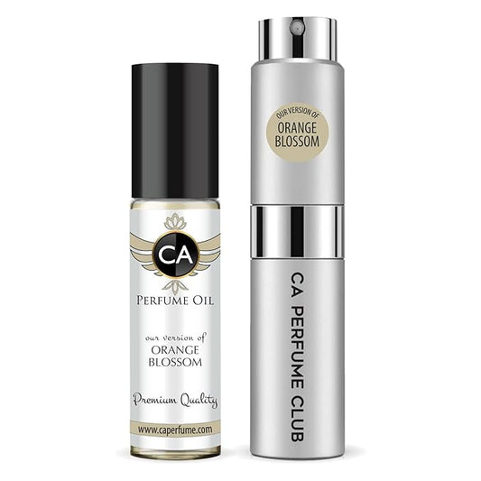 CA Perfume Duo Impression of Orange Blossom For Women And Men Perfume Layering Set Long Lasting Travel Size EDP + Body Oil Roll-On Bottle 0.27 Fl Oz+0.33 Fl Oz