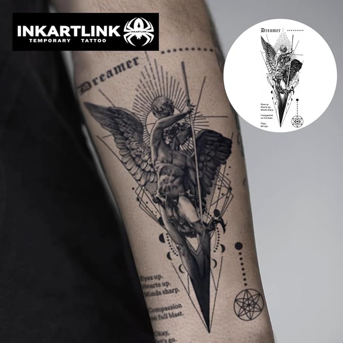INKARTLINK Semi Permanent Tattoo, party tattoo, beautiful and realistic design, fun tattoo experience, cruelty-free, non-reflective, waterproof (Greek Art)