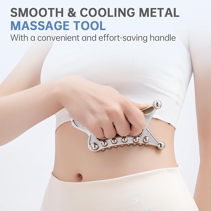 Metal Body Gua Sha Tool, 5 in 1 Muscle Scraper Tool, Lymphatic Drainage Massager for Self Care, Fascia Blaster for Cellulite, Trigger Point Massage Tools for Pain Relief