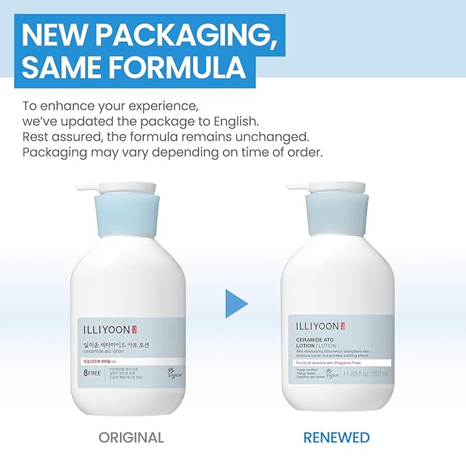 Illiyoon Ceramide Ato Lotion | Lightweight Moisturizer for Dry & Sensitive Skin, Barrier Repair for Face & Body, Mild for Babies, Vegan Certified, Korean Skin Care, 11.83 fl.oz.