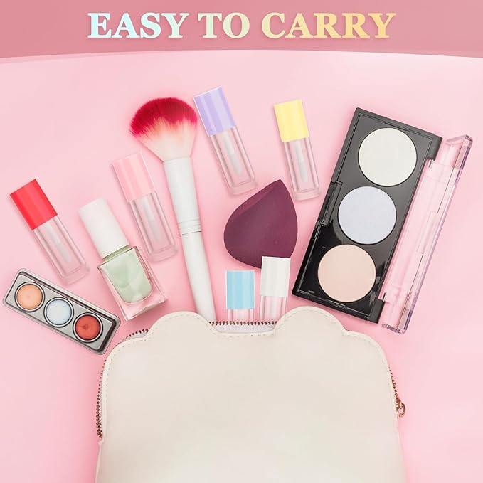 12pcs 2.5ml Empty Lip Gloss Tubes with Wand Cute Lip Gloss Containers Refillable Cosmetic Lip Balm Tubes Lip Gloss Supplies Kit + 2pcs Syringes (White)