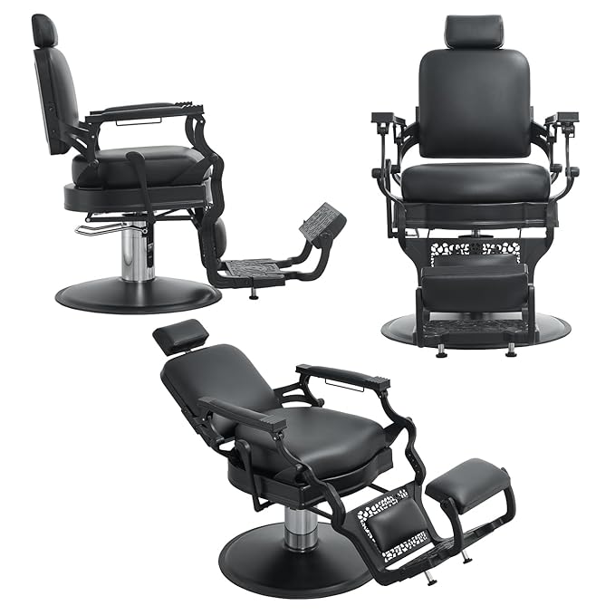 Barber Chair Hair Salon Chair,Heavy Duty 700 LBS, for Hair Stylist Barber Beauty Tattoo Massage(Black Square)