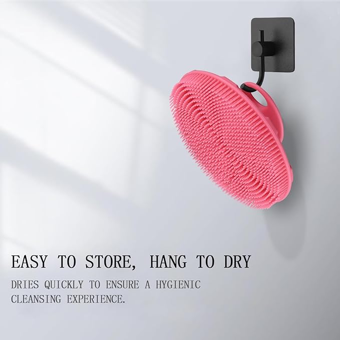 INNERNEED Food-Grade Soft Silicone Body Scrubber Shower Brush Handheld Cleansing Skin Brush, Gentle Exfoliating and Lather Well (Dark Green+Pink)