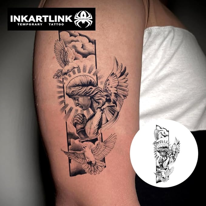 INKARTLINK Semi Permanent Tattoo, party tattoo, beautiful and realistic design, fun tattoo experience, cruelty-free, non-reflective, waterproof (Goddess of Peace)