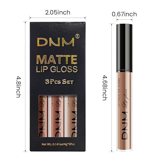 AMY'S DIARY 3Pcs Matte Liquid Lipstick Set, Dark Chocolate Brown Terracotta Brown Taupe Nude Lip Stain Kit, LipStain Long Lasting 24 Non-Transfer Lip Gloss, Waterproof Lip Makeup for Women Lippies