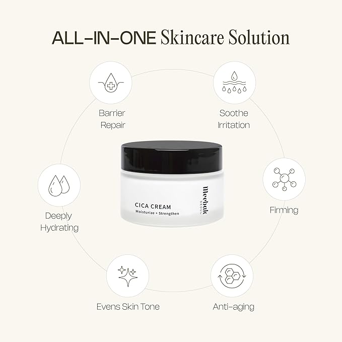 Meebak Cica Cream | Daily Repair Moisturizer with Niacinamide, Ceramide, & Retinol | Deep Hydration & Soothing | Locks in Moisture | Suitable for Sensitive Skin