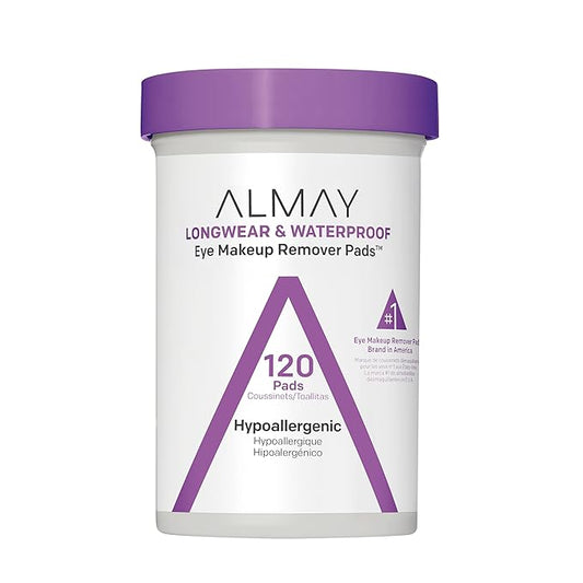 Almay Biodegradable Makeup Remover Pads, Longwear & Waterproof, Hypoallergenic, Fragrance-Free, Dermatologist & Ophthalmologist Tested, 120 count
