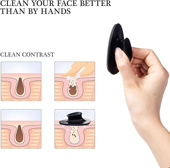 4 Colors Silicone Face Scrubber, Beomeen Facial Cleansing Brush Soft Silicone Facial Exfoliation and Massage Brush Blackhead Scrubber for Men and Women