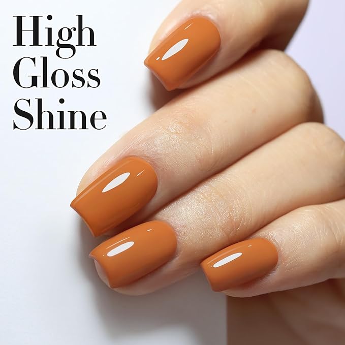 Double Rhythm Translucent Gel Polish Sheer Neutral Natural Light Milky Same Color Same Bottle 15ML Jelly UV Nail Polish Nail Art DIY at Home (Brown Orange-A1447)