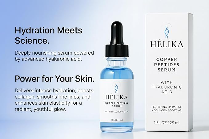 Copper Peptides Serum for Face – Anti-Aging & Skin Repair Serum with Hyaluronic Acid – Tightens, Firms & Boosts Collagen – Fragrance-Free, Made in USA – 1 fl oz