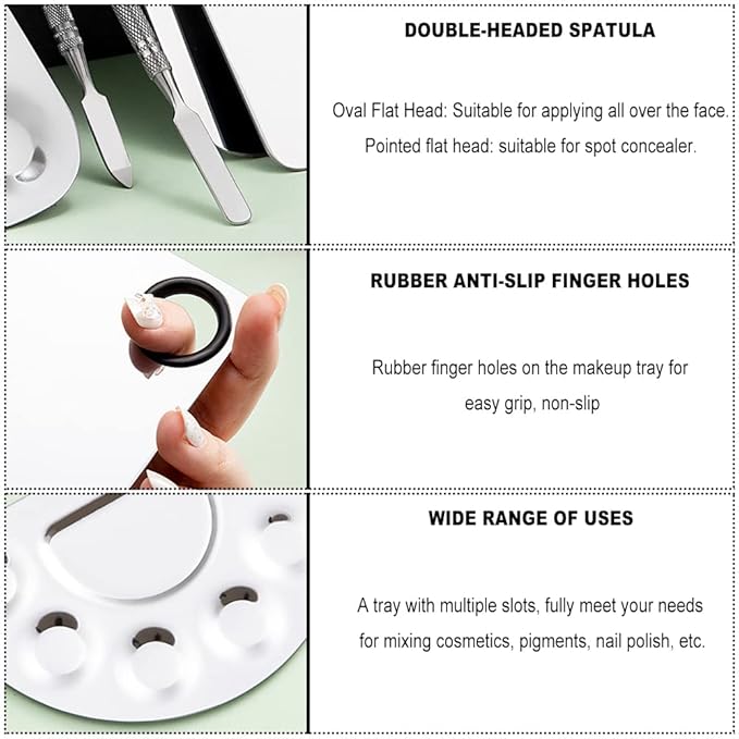 4 Pack Makeup Mixing Palette with Spatula, Stainless Steel Cosmetic Palette, Makeup Foundation Mixing Palette, Makeup Metal Mixing Tray for Makeup Nail Art Accessories