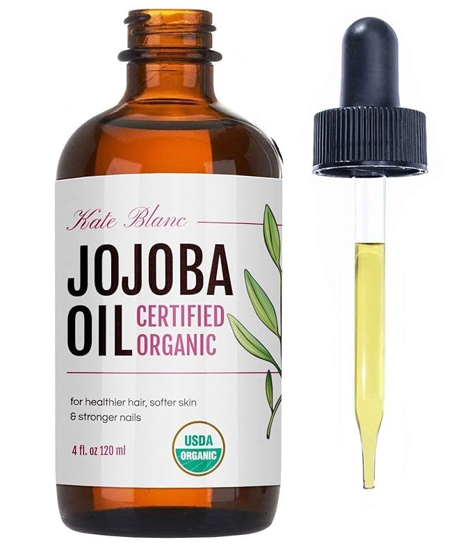 Kate Blanc Cosmetics Jojoba Oil for Softer Hair & Smoother Skin. Gua Sha Oil for Face & Dermaplaning (4oz, Organic, 100% Pure, Natural)