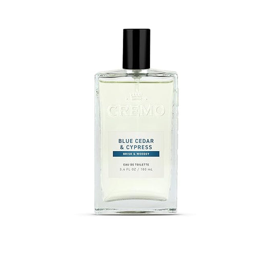 Cremo Cologne for Men - Blue Cedar & Cypress Mens Cologne Spray- A Woodsy Scent with Notes of Lemon Leaf, Cypress and Cedar, Fragrances For Men, 3.4 Fl Oz