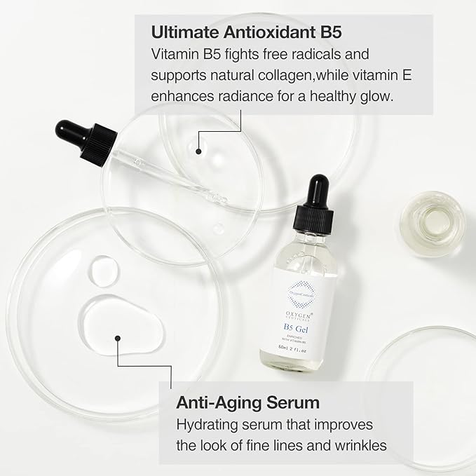 OxygenCeuticals B5 Gel – Hydrating Serum with Vitamin B5 (Panthenol), Hyaluronic Acid & Adenosine, Moisturizing & Anti-Wrinkle Care for Healthy, Elastic Skin. 1.01 fl.oz (30ml)