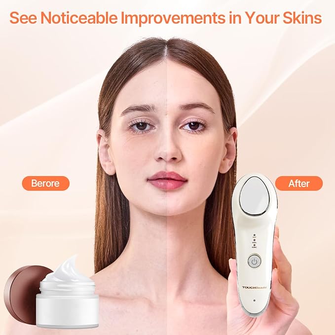 TOUCHBeauty Hot & Cold Facial Massager - Handheld Vibration Skin Rejuvenating Relaxation Device for Smoother Tighter Face, Skincare Warming & Cooling Beauty Tool for Women