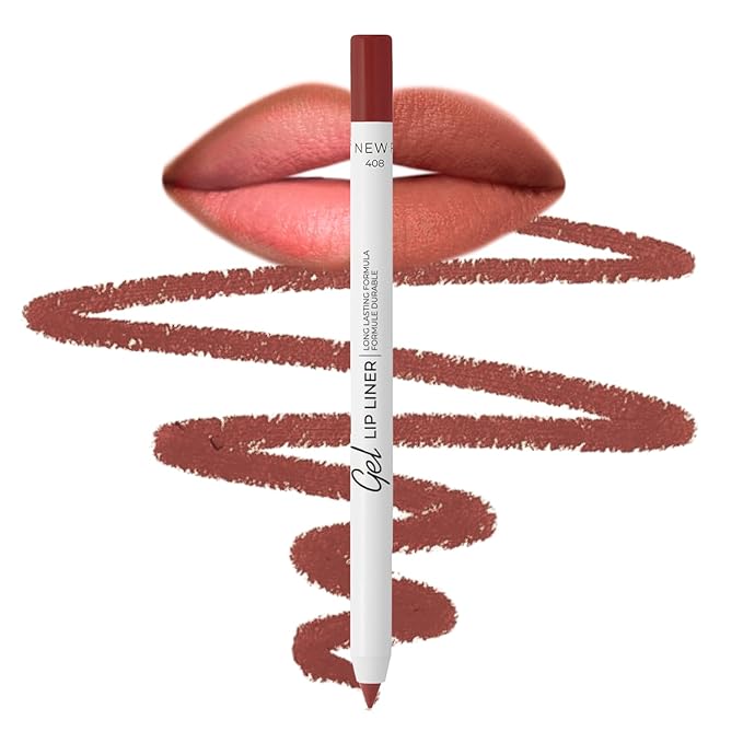 Lamel Matte Gel Lip Liner Pencil | Weightless & CreamyTexture - Sharpenable - Longwear & Waterproof - High Pigmented & Flawless Finish - Cruelty-free & Paraben-Free, 408, 1,7g/0.05oz. (Rose Plum)