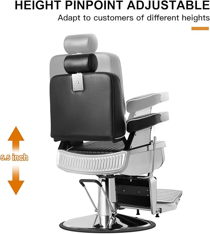 Artist hand Barber Chair Reclining Hydraulic Barber Chairs Heavy Duty Styling Chairs for Salon Chair Tattoo Chair Beauty Equipment (Black)