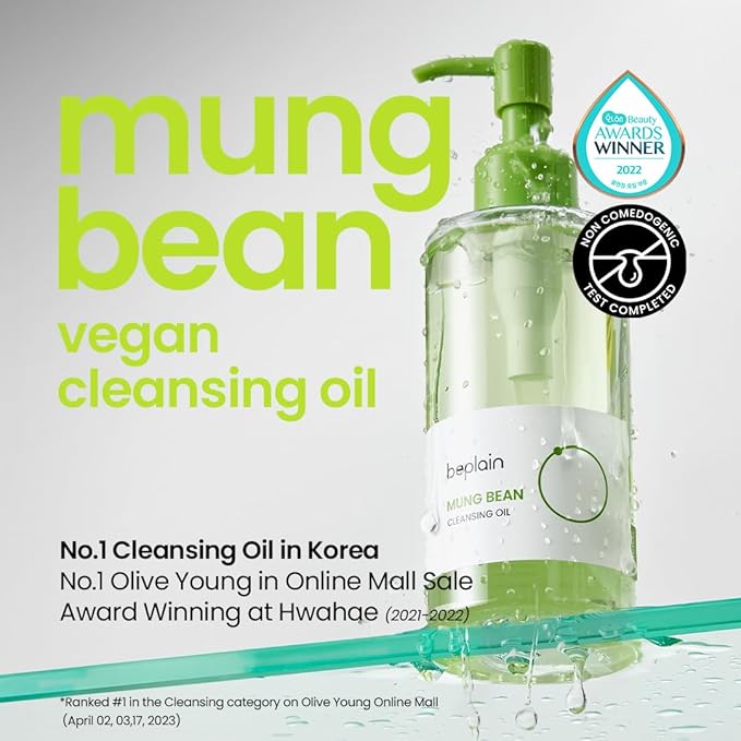 beplain Mung Bean Cleansing Oil(6.76fl.oz/200ml)| Fragrance-Free | Non-Comedogenic Tested| Makeup Blackhead Remover & Deep Pore Cleanser| Suitable for Sensitive Skin| Double Cleansing Korean Skincare