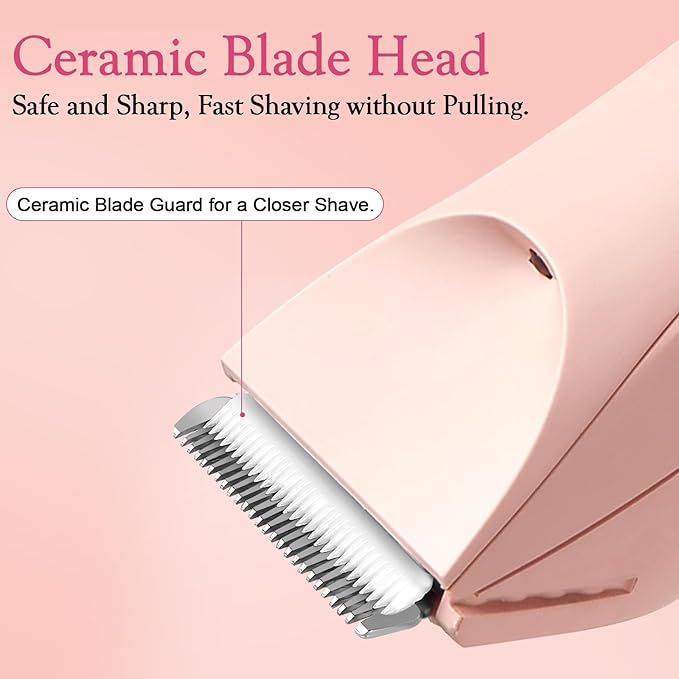 Riokko Bikini Trimmer for Women with LED Light and IPX7 Waterproof Dual Charging, Skin-Safe Cordless Pubic Hair Shaver with Battery Indicator