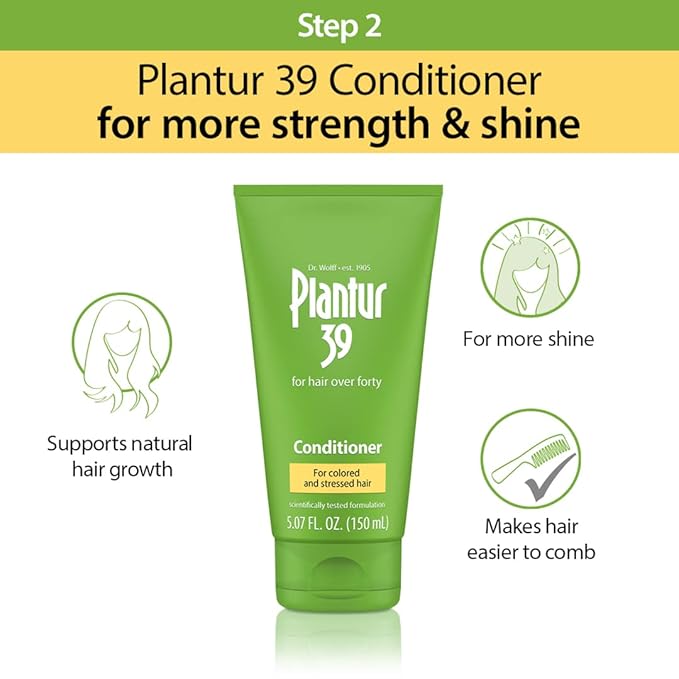 Plantur 39 Phyto-Caffeine Shampoo and Conditioner Set for Colored, Stressed Hair - 8.45 fl oz and 5.07 fl oz