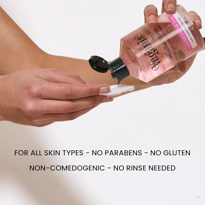 Micellar Rose Water Cleanser & Toner, No-Rinse Makeup Remover with Gentle Micelles & Rose Extract, Alcohol-Free, 8.5 Fl Oz