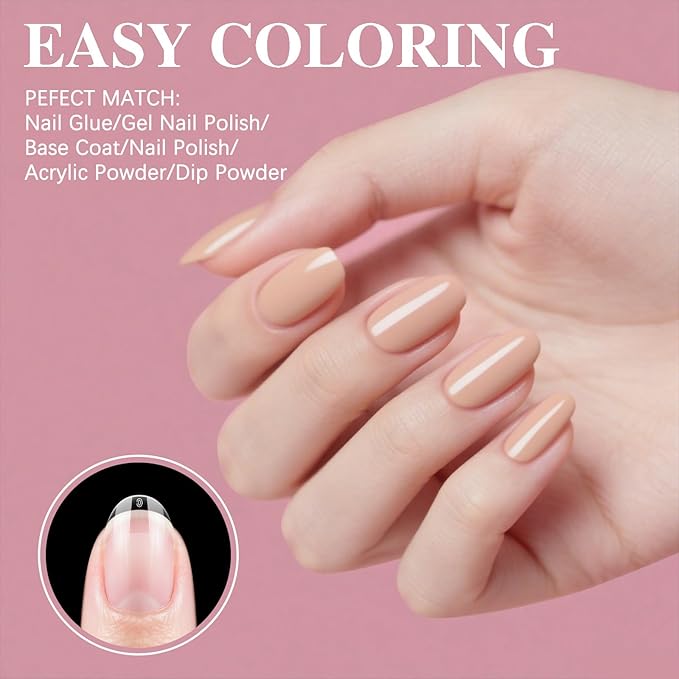 Short Oval Round Nail Tips, SSWSBYKE 300pcs Gel Acrylic Nail Tips for Full Cover Pre-Shaped Fake Nails Tips Half Matte Press On Nails for Extension Home DIY Salon 15 Sizes