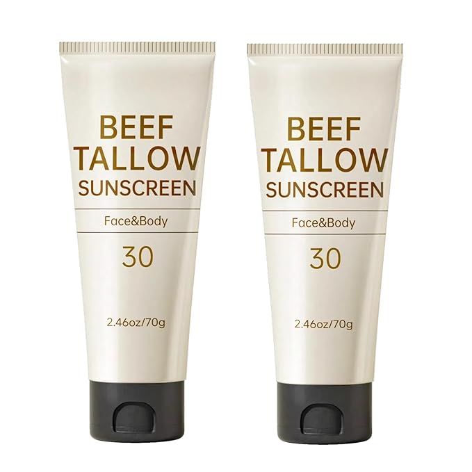 Tallow Sunscreen, Sunscreen for Face, SPF30 Natural Reef Safe Face Body Beef Tallow Sunblock, Non Greasy Clean Travel Sun Screen Sunblock for Outdoor Travel, 4.92 OZ,2 Pack