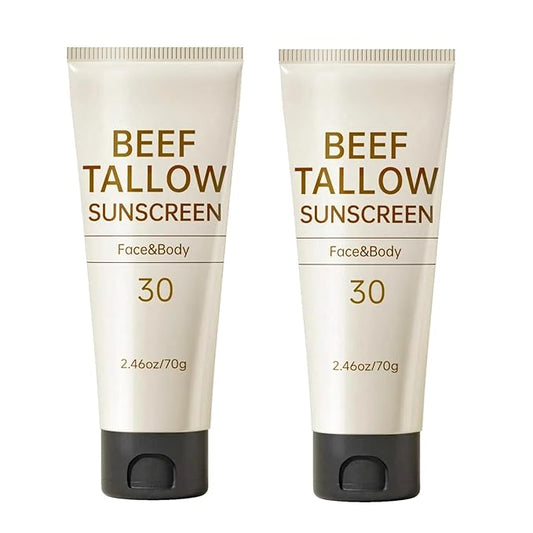 Tallow Sunscreen, Sunscreen for Face, SPF30 Natural Reef Safe Face Body Beef Tallow Sunblock, Non Greasy Clean Travel Sun Screen Sunblock for Outdoor Travel, 4.92 OZ,2 Pack