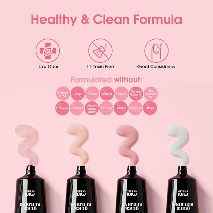 ROSALIND Poly Nail Gel Kit -8 Colors + White Brown Accessories Clear Nude Poly Nails Gel Starter Kit With Slip Solution Nude Pink Extensions Set with Mini UV Lamp