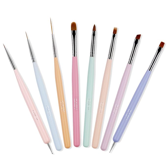 GAOY 8 Pcs Nail Brushes for Nail Art, Nail Design Tools for Nail Detail Painting, French Liner and Dotting Pens for Nail DIY