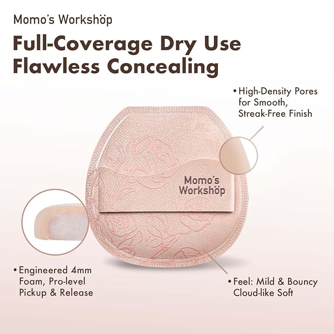 Makeup Sponge, Rubycell, Flat-cut Shape,Foundation Sponges with Glossy PU Leather, for Liquid/Sheer Foundations, Cosmetic Puff, Medium Bounce,Travel Friendly & Reusable,2pcs & Storage Case