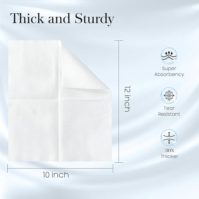 200 Count (4 Box) XL Disposable Face Towels 10” x 12”, 100% Viscose Fibre, Soft & Skin Friendly Face Towelettes Disposable, Facial Tissue Wipes for Women Cleansing