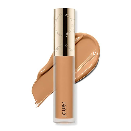 Jouer Essential High Coverage Liquid Concealer - Brightening Concealer - Color Corrector for Under Eye Dark Circles, Spot Coverage, and Eye Primer - Soft Matte Finish, Coffee