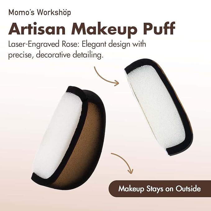 Rose Tatami Makeup Sponge Set,Double-Sided Flat-Edge Shape Rubycell for Liquid Foundations, Non-Absorbent & Fast Blending,Soft, Fluffy & Bouncy, 2 Beauty Puffs &Storage Case