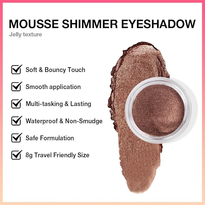 Dark Brown Mousse Single Eyeshadow Palette –Neutral Matte & Shimmer Eyeshadow,Mini Cream Glitter Eye shadow,Long Lasting Highly Pigmented Eye Makeup Compact Travel Siz Eye shadow for Older Women 07#