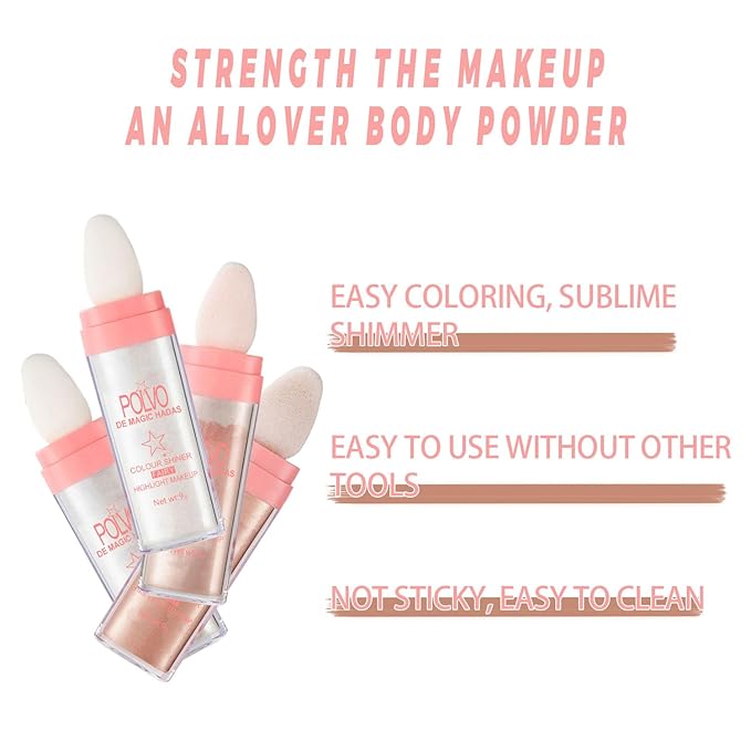 2 Colors Polvo De Hadas Fairy Highlight Stick Metallic Silver)