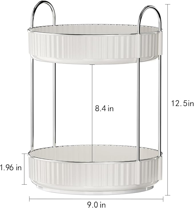 Rotating Makeup Organizer for Vanity, 2 Tier High-Capacity Skincare & Makeup Storage, Perfume Organizer, Cosmetic Dresser, Countertop 360 Spinning