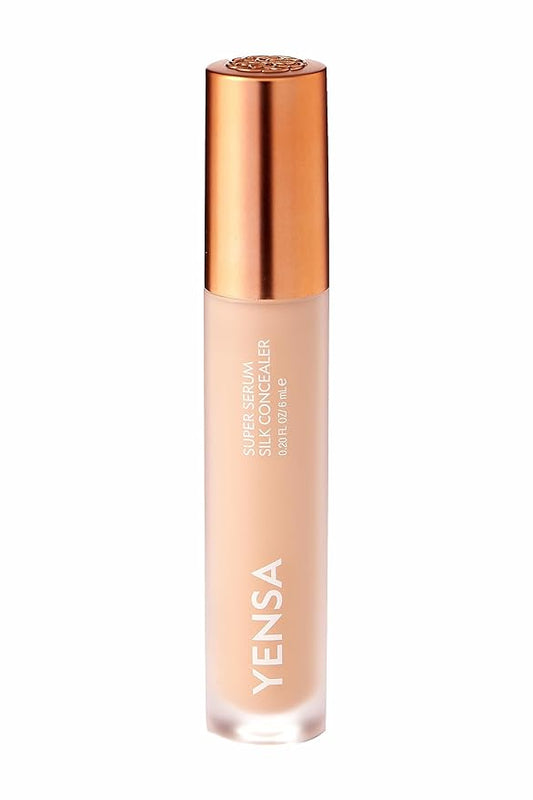 YENSA Super Serum Silk Concealer - Full Coverage Undereye Concealer & Peptides Serum for Face - Enriched with Vitamins C & E, Bakuchiol & Superfoods to Boost Radiance - Fair 1 (0.2 Fl oz)