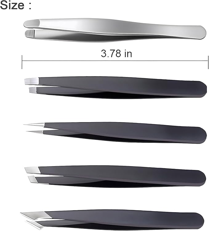 Tweezers for Women Facial Hair, 5Pcs Set, Round tip Eyebrow Tweezer for men, Professional Stainless Steel Pointed Splinter Ingrown Hair removal