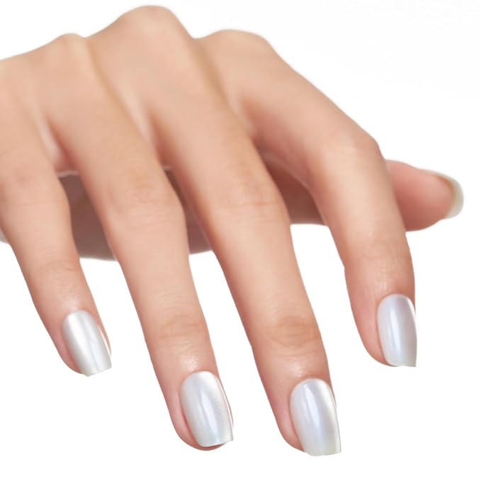 GLAMERMAID Press on Nails Extra Short Square, Pure White Spring Summer Handmade Gel Glue on Nails, Reusable Acrylic False Nails Manicure Kits for Women