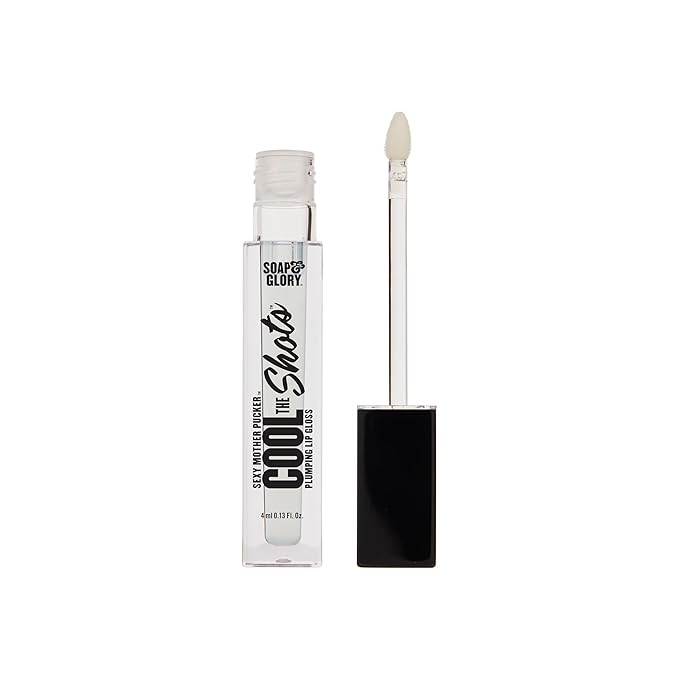 Soap & Glory SMP Cool The Shots Plumping Lip Gloss - Hydrating & Cooling Lip Plumper - Infused with Menthol & Vitamin E - High Shine, Glossy Finish - Vegan & Cruelty-Free - Clear (4ml)