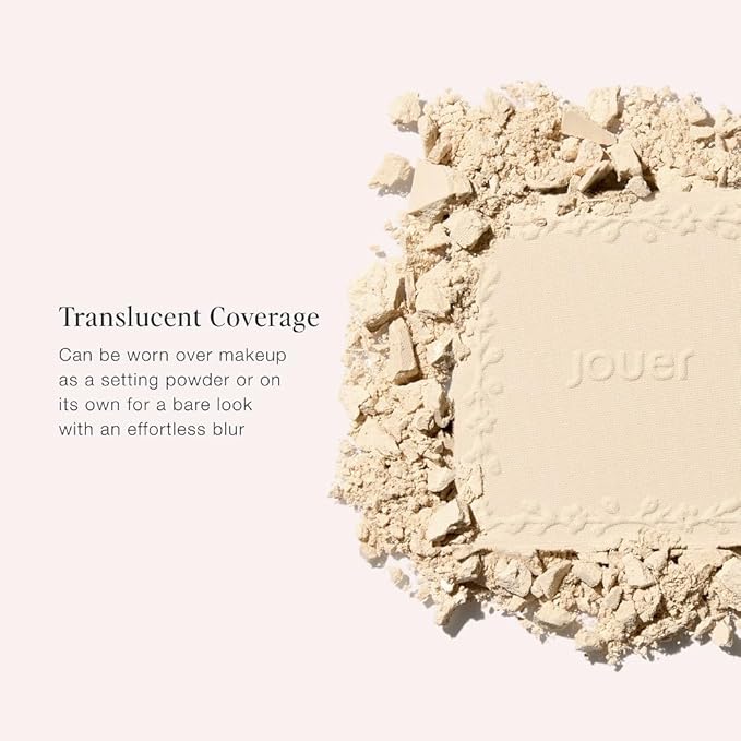 Jouer Soft Focus Hydrate + Set Powder – Talc-Free, Vegan, Lightweight Setting Powder with Hyaluronic Acid, Vitamin E & Allantoin– Universal Translucent Finish, Limited Edition Design & Gift Pink Pouch