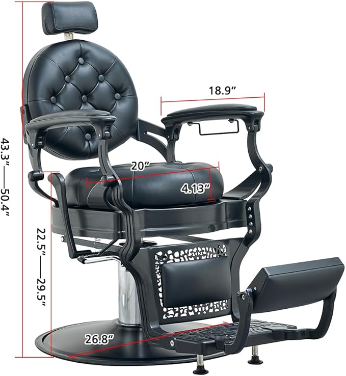 Antlu Barber Chair Salon Chair Hair Stylist, Vintage Heavy Duty 700lbs Hair Styling Chairs for Tattoo Barbershop Beauty Massage Tattoo (Black)