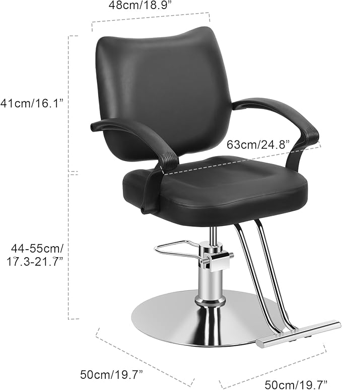 Salon Barber Chair Hair Salon Chair with Heavy Duty Hydraulic Pump, 360 Degrees Rolling Swivel Hair Stylist Chair, Beauty Chairs Equipment, Max Load Weight 330 Lbs Black